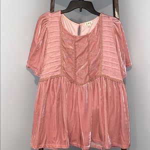 POL Pink Velvet Babydoll Top